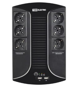 Источник бесперебойного питания ИБП 850 ВА 6 розеток + 2USB TDM SQ1204-0002
