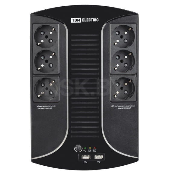 Источник бесперебойного питания ИБП 850 ВА 6 розеток + 2USB TDM SQ1204-0002 (SQ1204-0002) 