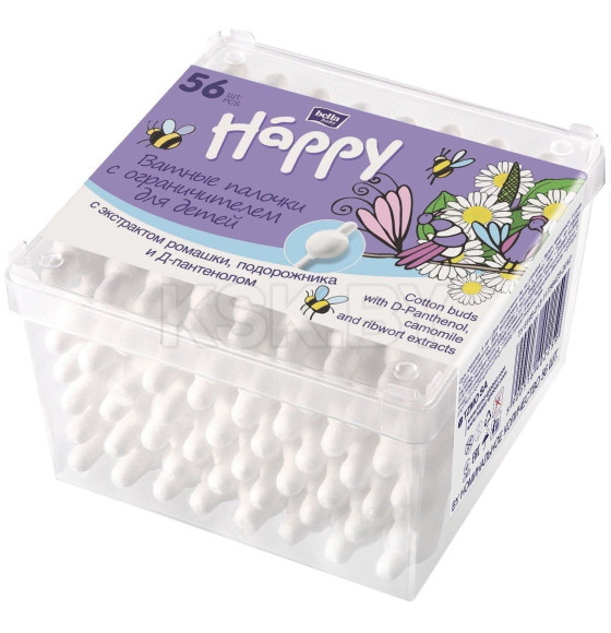 Ватные палочки Bella Baby Happy с экстр. ромашки, подорожника и Д-пантенолом 56 