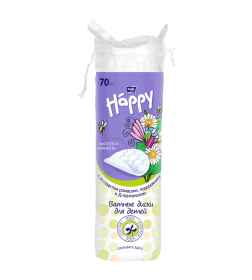 Ватные диски для детей Bella Baby Happy с экстрактом ромашки, подорожника и Д-пантенолом 70 