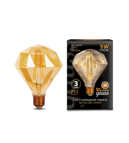 Лампа Gauss Filament Diamond 5W 450lm 2400K E27 golden LED