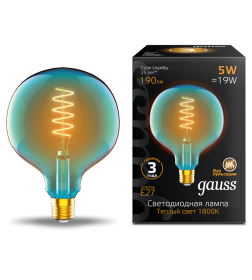 Лампа Gauss Filament G125 5W 190lm 1800K E27 sky blue flexible LED