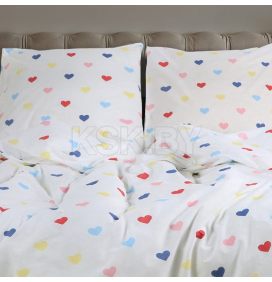 Постельное бельё «Этель» Дуэт Сolored Hearts 143×215 см-2 шт., 220×240 см, 70×70 см-2 шт., поплин 125 г/м², хлопок 100% (10706927) 
