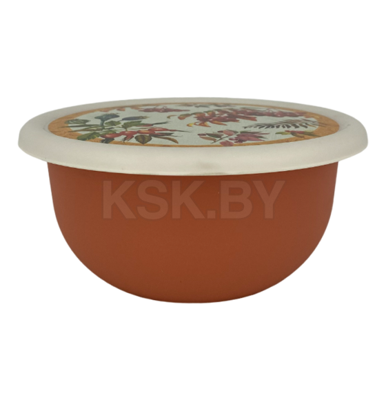 Миска 1,2 л с крышкой с декором Рябина (2221432) 