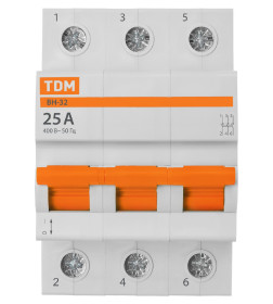 Выключатель нагрузки (мини-рубильник) ВН-32 3P 25A Home Use TDM SQ0211-0123