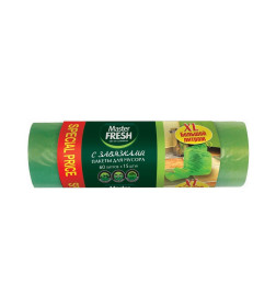 Пакеты для мусора с завязками Master FRESH 60л 15шт (зеленые)