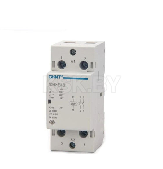 Контактор модульный Chint NCH8-63/20 63А 2НО AC220/230В, 50Гц (R) (256093) 