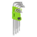 Набор ключей имбусовых Tamper-Torx TT10-ТT50 удлиненных, 45Х закаленные (9 шт.) Сибртех 12322 (12322) 