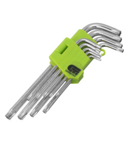 Набор ключей имбусовых Tamper-Torx TT10-ТT50 удлиненных, 45Х закаленные (9 шт.) Сибртех 12322
