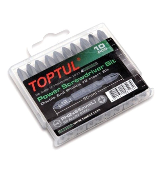 Набор бит двухсторонних PH 2х65 мм (10 шт.) TOPTUL GAAW1001 (GAAW1001) 