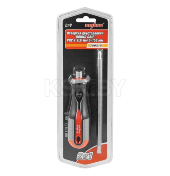 Отвертка комбинированная РН2/SL6x150 мм ROUND GRIP Ombra 756215 (756215) 