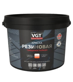 Краска VGT трещиностойкая резиновая, белая, 6 кг
