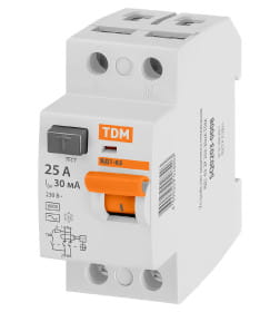 Устройство защитного отключения УЗО ВД1-63 2Р 25А 30мА TDM SQ0203-0008