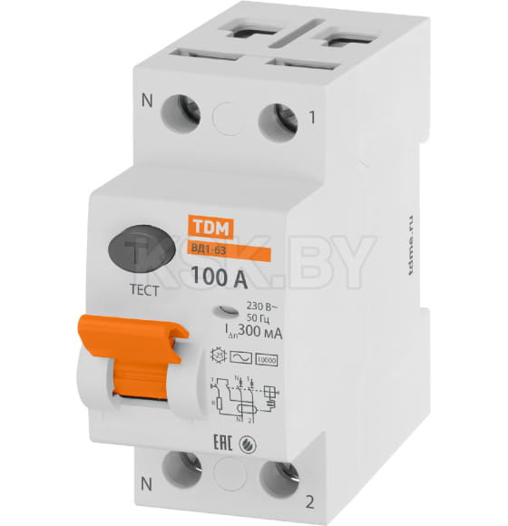 Устройство защитного отключения УЗО ВД1-63 2Р 100А 300мА TDM SQ0203-0024 (SQ0203-0024) 