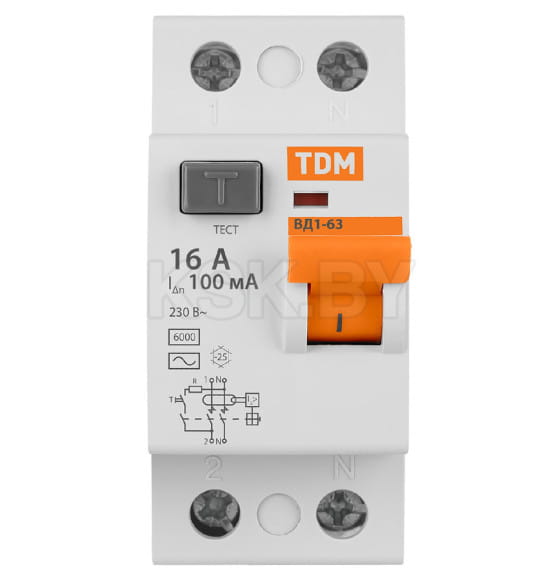Устройство защитного отключения УЗО ВД1-63 2Р 16А 100мА TDM SQ0203-0001 (SQ0203-0001) 
