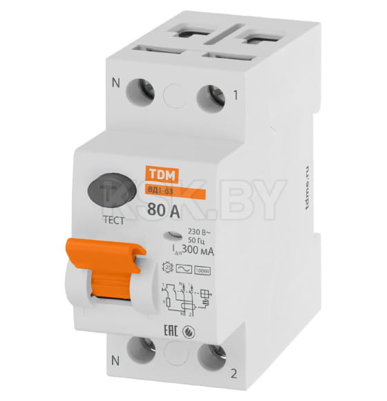 Устройство защитного отключения УЗО ВД1-63 2Р 80А 300мА TDM SQ0203-0021 (SQ0203-0021) 