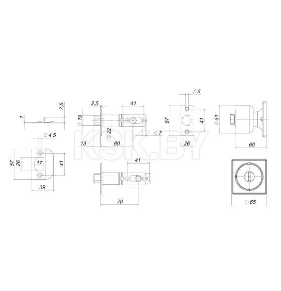 Ручка защелка Punto DK772/BL BL-ET (кл./фикс.) черный (58401) 