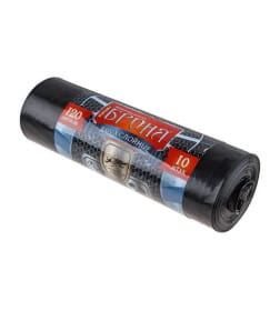 Пакеты для мусора 120 л, 10 шт, "БРОНЯ", черные, РОМАШКА (70х110см/60мкм)
