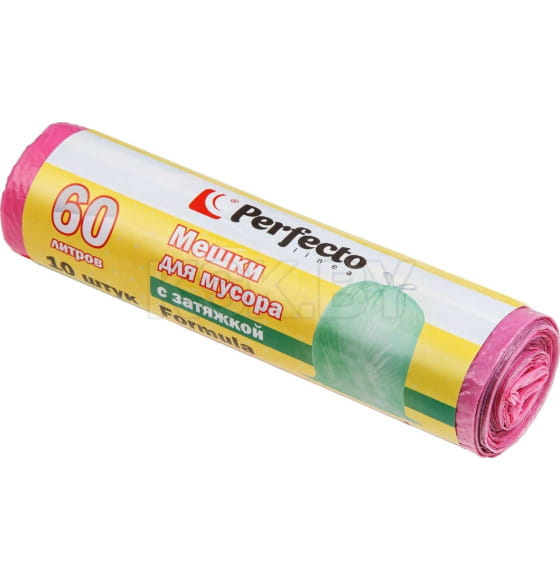 Пакеты для мусора Formula с затяжкой, 60 л, 10 шт., PERFECTO LINEA (46-106113) 