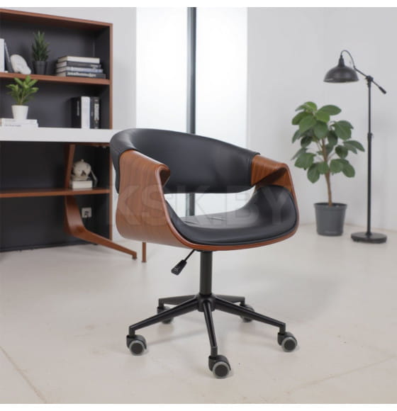 Кресло барное ANGARA, экокожа, черный/черный (115485) 