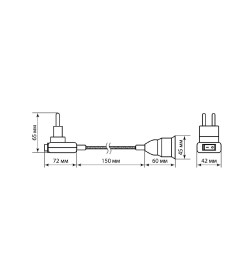 Переходник вилка-Е27 гибкий 150 мм с выключателем (черный) TDM SQ0335-1028