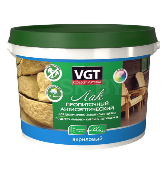 Лак акриловый пропиточный с антисептиком VGT "красное дерево", 2,2 кг