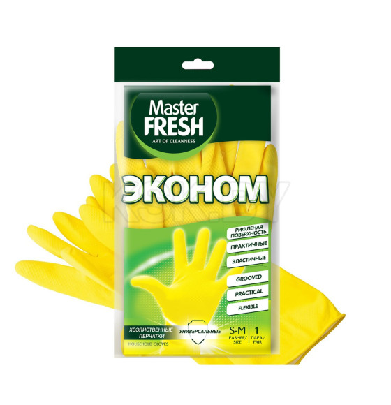 Перчатки хозяйственные латексные Master FRESH S-M (1 пара)