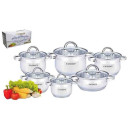 Набор посуды (12пр.) Fanhoff "Iveta" 6,5/3,9/3,9/2,9/2,1/3 л FH-52545 нержав.сталь (87348) 