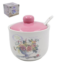 Сахарница Lavenir "Beautiful garden" 330 мл, 10 см HC200-K48 с ложкой доломит