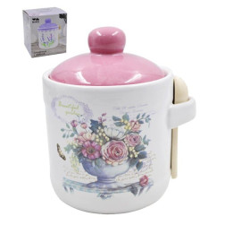 Сахарница Lavenir "Beautiful garden" 370 мл, 9 см HC205-K48 с ложкой доломит