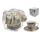 Сервиз на подставке (12 пр.) Lavenir "Черный мрамор" 220 мл, 14 см, C03-MRBBL 12M фарфор (100373) 