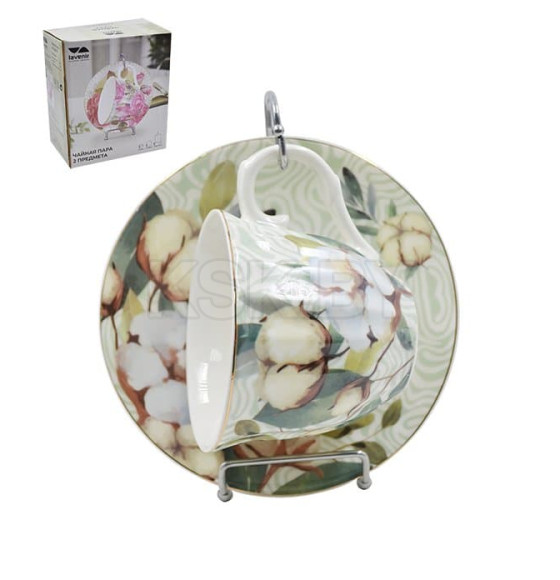 Чайная пара на подставке (2 пр.) Lavenir 220 мл, 13 см C03-313 2M фарфор (00110729) 