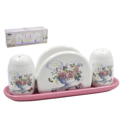 Набор для специй с салфетницей Lavenir "Beautiful garden" 4,3/9,5*7/21*6 см HC415-K48 долом.