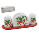 Набор для специй с салфетницей Lavenir "Клубничное лето" 4,3/9,5*7/21*6 см HC415-Р67 доломит (00101195) 