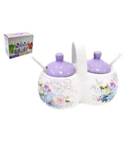 Соусница Lavenir "Сиреневый букет" 270/270 мл, 16*13*9,5 см HC230-P85 доломит