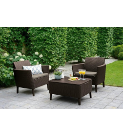 Набор уличной мебели (два кресла, столик) Keter Salemo Balcony set, коричневый