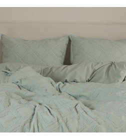 Постельное бельё LoveLife Tufting дуэт "Ромб" 143*215см-2шт,230*240см,50*70см-2шт, цвет зеленый, 110 г/м2