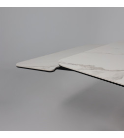 Стол РЕЙН NEW, керамика 1400(2040)х900 мм Камень белый Greys White/Черный матовый