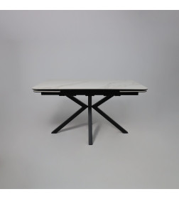 Стол РЕЙН NEW, керамика 1400(2040)х900 мм Камень белый Greys White/Черный матовый