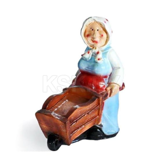 Фигура садовая бабушка с тачкой (300*230мм),арт.дек-147 (ДЕК-147) 