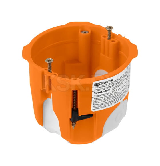 Коробка установочная СП 73х65 мм, 2-х компонентная, саморезы, пластиковые лапки, IP30, оранжевая TDM SQ1403-2001 (SQ1403-2001) 