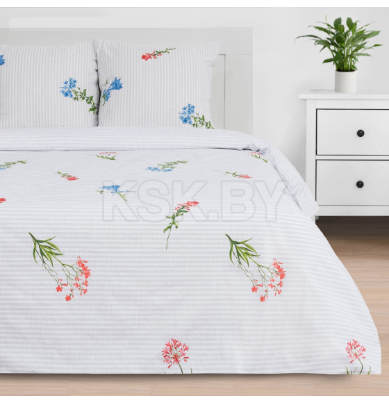 Постельное бельё Этель 1.5 сп Wild flowers 143*215 см,150*214 см, 70*70 см 2 шт (4746232) 