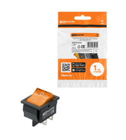 Выключатель клавишный KCD4-201N 250В AC/DC, 2P, 16А, (4с), ON-OFF, черный корпус, желтая клавиша c LED подсветкой TDM SQ0746-0162