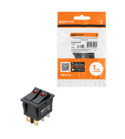 Выключатель двухклавишный KCD3-221N/D 250В AC/DC, 1P, 15А, (6с), ON-OFF, черный с красной точечной LED подсветкой TDM SQ0746-0159