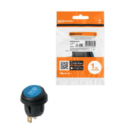 Выключатель клавишный KCD2-101N/FS 250В AC/DC, 1P, 6А, (3с), ON-OFF, черный корпус, синяя клавиша, LED, IP54 TDM SQ0746-0151