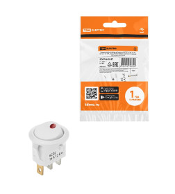 Выключатель клавишный KCD2-101N-2 12В AC/DC, 1P, 16А, (3с), ON-OFF, белый с красной точечной LED подсветкой TDM SQ0746-0147