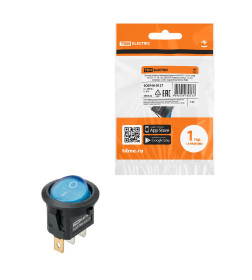 Выключатель клавишный KCD11-101N 250В AC/DC, 1P, 3А, (3с), ON-OFF, черный корпус, синяя клавиша, LED, Micro TDM SQ0746-0127