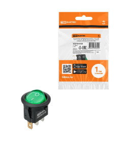 Выключатель клавишный KCD11-101N 250В AC/DC, 1P, 3А, (3с), ON-OFF, черный корпус, зеленая клавиша, LED, Micro TDM SQ0746-0126