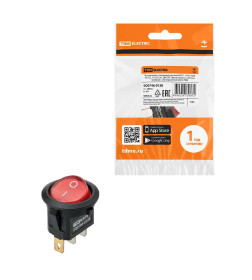 Выключатель клавишный KCD11-101N 250В AC/DC, 1P, 3А, (3с), ON-OFF, черный корпус, красная клавиша, LED, Micro TDM SQ0746-0128