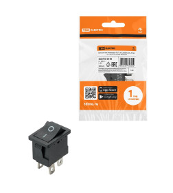 Выключатель клавишный KCD1-201 250В AC/DC, 2P, 6А, (4с), ON-OFF, черный, Mini TDM SQ0746-0140